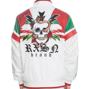 Lightning Bolt/Snake/Skull/Scales Reason Zip-Up Track Windbreaker Jacket Sm NWOT